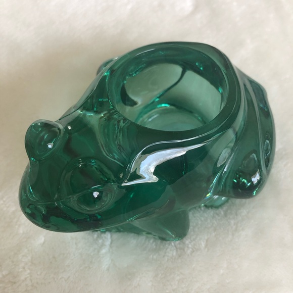 Vintage Indiana Glass “Spanish Green” Frog Votive Candle Holder — #07138 - Picture 4 of 9